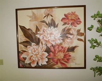 Mid Century Floral Oil Painting Signed Williams