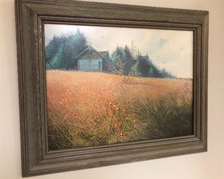 framed print of bustling city scape