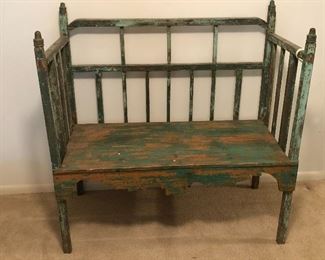 antique pegged garden gate bench