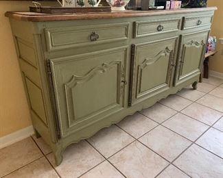 $875 ~ WOW! GORGEOUS   COUNTRY FRENCH PAINTED SERVER, BUFFET ,ANTIQUE SIDEBOARD , CREDENZA