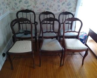 Set of six carved parlor chairs 