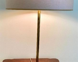 21- $75 Mid century brass lamp tripod base 22”H x 15”W (right one) double bulb