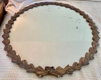 23- $150 Round leaves gilt wood mirror 33” round