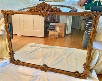 22- $150 Rectangular mirror wood carved gilded 38”L x 30”T to finial
