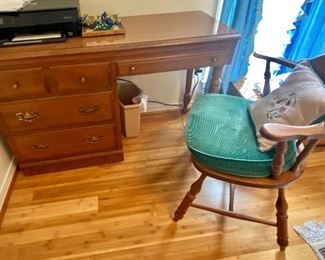 31- $275 Haywood Wakefield Desk 48”L x 31”T x 19”D with one barrel back chair Haywood Wakefield