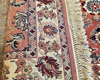 40- $100 Wool rug pink & floral 5’10””L to the fringes x 3’W                    