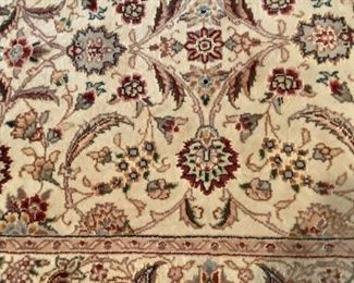 41- $80 Wool rug beige and floral 5’10” to the fringes x 3’ 
