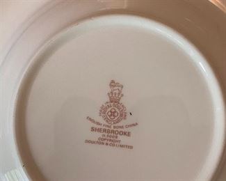 65- $325 Royal Doulton Sherbrooke H5009 Set of bone china – 9 Dinner plates plates + 9 Salad or dessert plates + 9 Bowls + 9 Bread & Butter plates + 9 Cup and saucers – Total 45 pieces