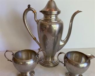 $400 Sterling coffee pot 10 1/2" with creamer & sugar, total weight 23.90 Total weight oz 