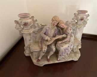 $50 Bisque couple figurine serenade - unmarked 