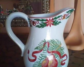 Tiffany & Co Tiffany Holly Pitcher 8.5" Christmas Excellent Condition!  $25.00
