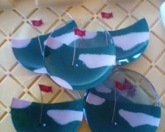 Set of 8 Lolita 8" Glass Plates "19th Hole" New  Never used.  $20.00