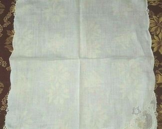 Antique European Linen White/Cream Hand Embroidered Stitch 16" x 16" Napkins 8.    VERY HIGH HANDMADE QUALITY.   THE  NAPKINS ARE IN EXCELLENT CONDITION WITH ONLY A FEW SMALL DOT MARKS.  $15.00