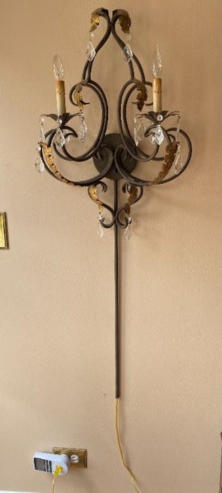 Hanging wall sconce. Comes with crystals. Hang with just 1 nail.  48" long    $25.00