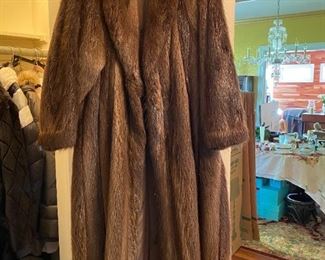 Marshall Fields Full Length Brown Dyed Beaver Coat with initials.  Size Medium. Excellent condition. Insured for $2,600. Gorgeous!  $175.00
