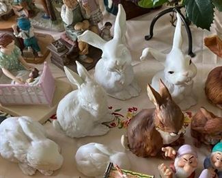 Kaiser bunnies and bird.  The bunnies are fully painted $15.00, partially painted bunnies $10.00 and all white bunnies $10.00.  The bird is fully painted $5.00.  All are in excellent condition!  