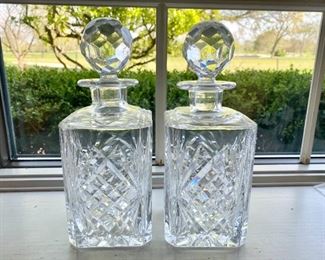 Pair of whiskey decanters. Heavy 10" Excellent condition. 