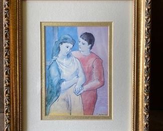 Framed Picasso print.  Print is 6"x 4"  Total size of framed print is 12" x 10"  