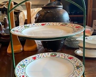 $10.00  2- tier Christmas stand includes the plates