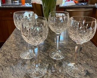 4 Lismore Waterford Hock Wine Glasses.  Vintage from the 70's  Perfect condition  $175.00