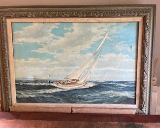 M. G. Friedrich signed oil on canvas, some condition issues. 