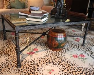 Giacometti style cocktail table with monkey
