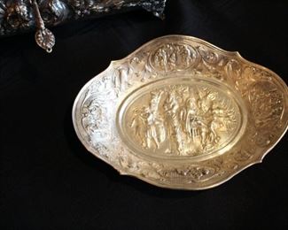 800 silver repousse dish