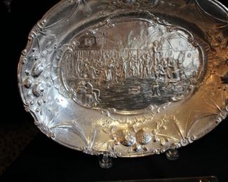 800 silver repousse dish