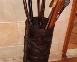 Japanese bronze umbrella holder