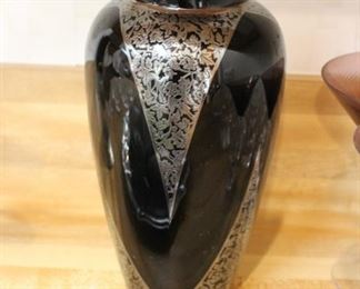 Rockwell glass with silver overlay vase