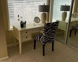 Computer/make up desk and zebra chair