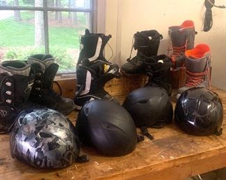Snowboard boots and helmets