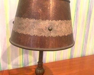 antique bronze lamp with mica shade