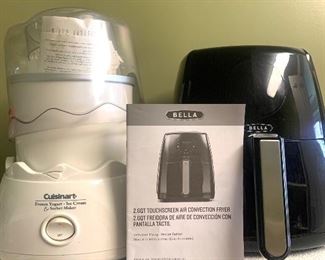Cuisinart frozen yogurt/ice cream maker and an air fryer from Bella
