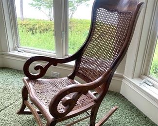 antique cane seat Lincoln rocker