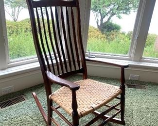 antique rush-seat rocker