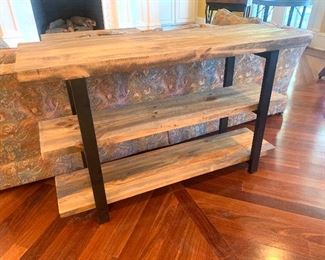 Rustic industrial wood/metal console table