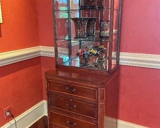 curio cabinet (over 4 drawer chest) by Robert W. Irwin, Grand Rapids