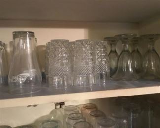 Coke glasses (3); ice cream sundae glasses (4); pressed glass set of 8 glasses