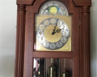 Grandfather clock - face with weights - chimes and works!