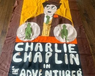 Large 6’ by 4’ Charlie Chaplin felt banner