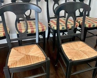 set of 6 Pottery Barn rush-seat chairs