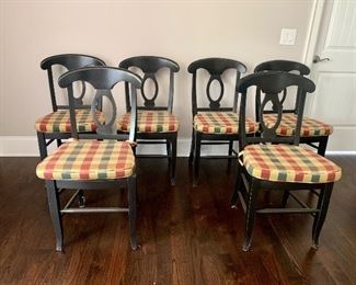 6 Pottery Barn rush-seat chairs (with removable cushions)