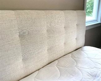 Queen size upholstered headboard, boxspring/mattress (priced separately)