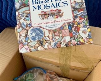 Large box of broken ceramics for mosaic projects