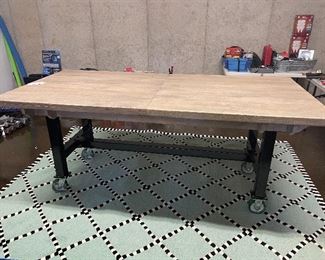 Custom ‘industrial -look’ work station. Could be used as kitchen island!