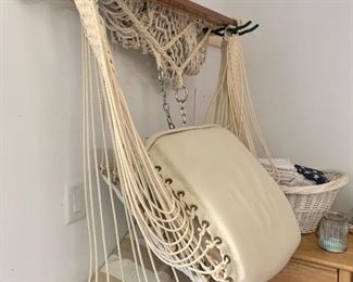 There are 2 hammock chairs
