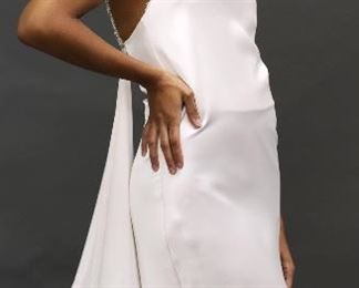 Felicity, #1099, size 4, bias cut gown w/ back drape, $2,622