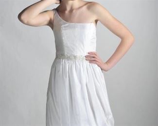 Naomi, #1137, size 6, white one shoulder bubble dress, $2,035.