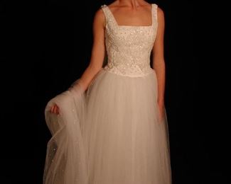 Helena, #1030, Square front lace bodice / tulle ball gown $2,450.